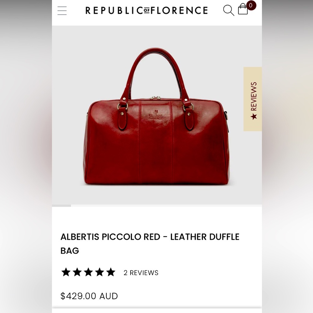 Republic of Florence bag- brand new leather overnight bag